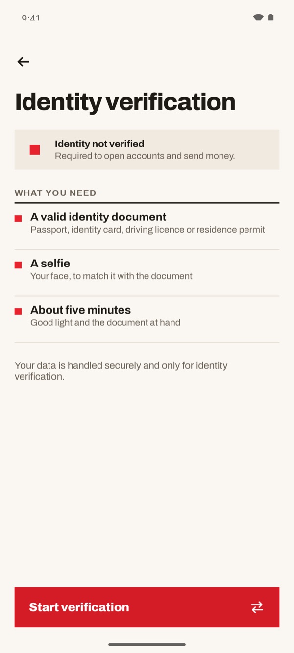 Screen of the iSwiss Pay app on Android