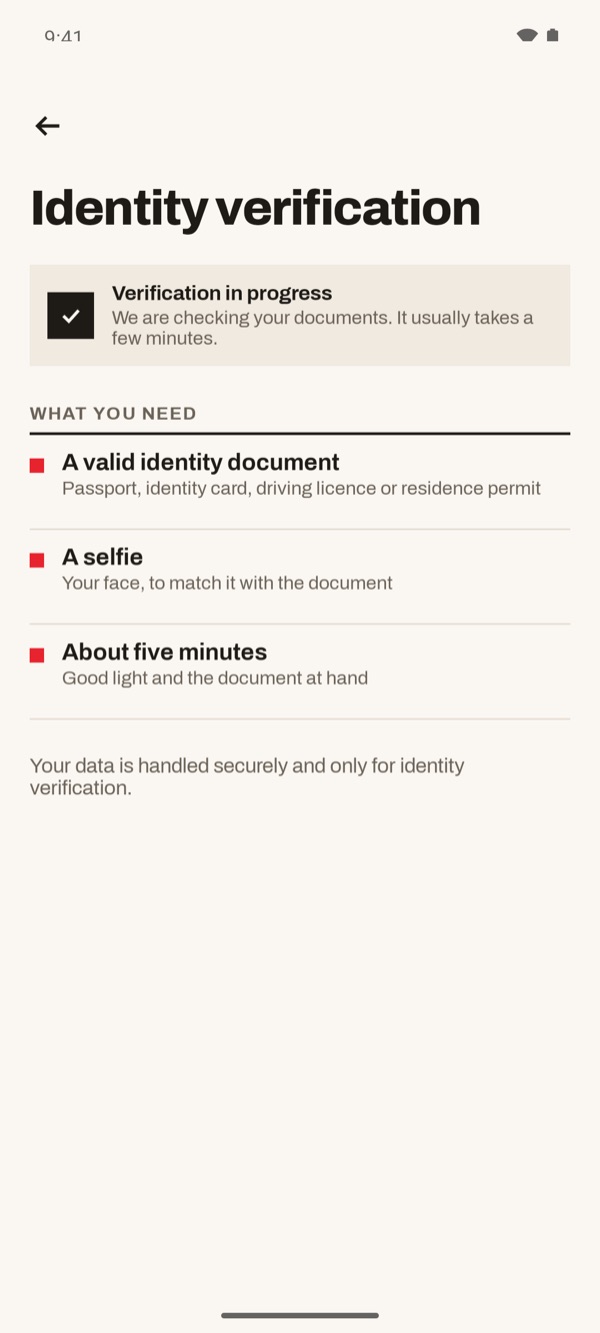 Screen of the iSwiss Pay app on Android