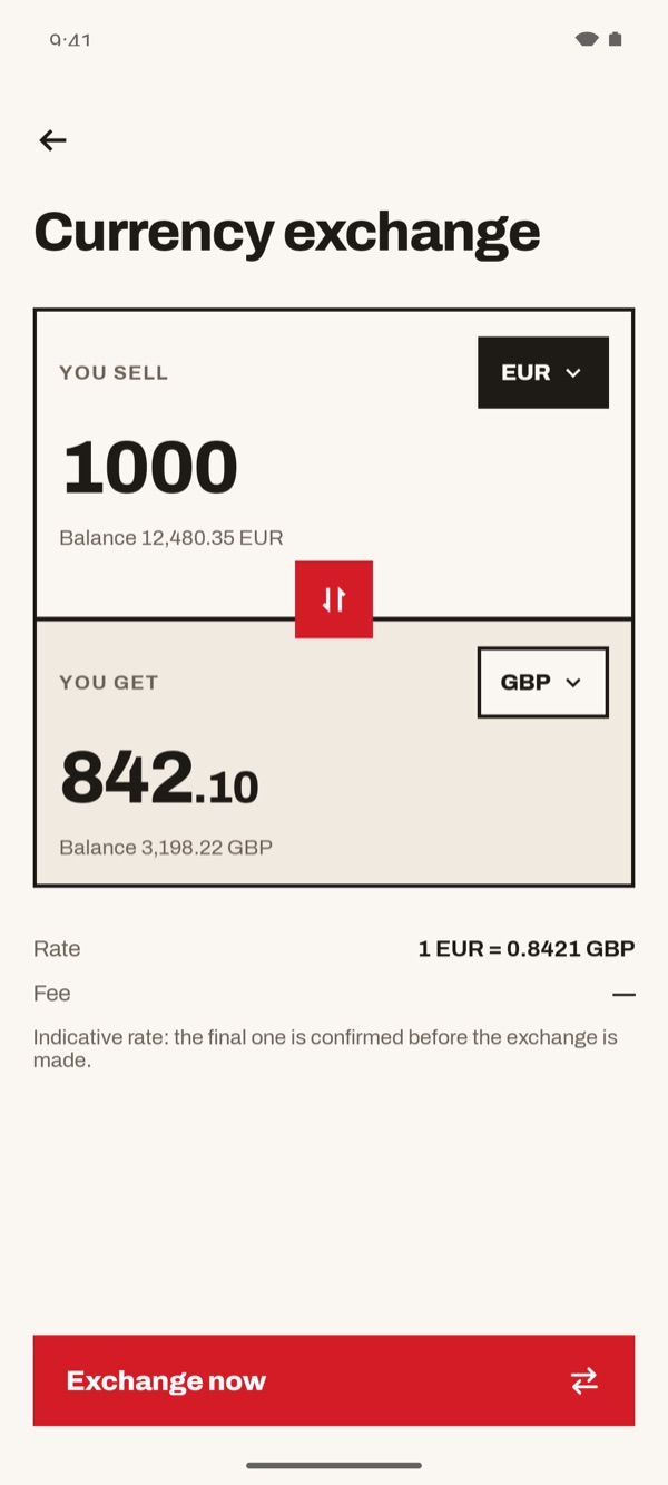 Screen of the iSwiss Pay app on Android