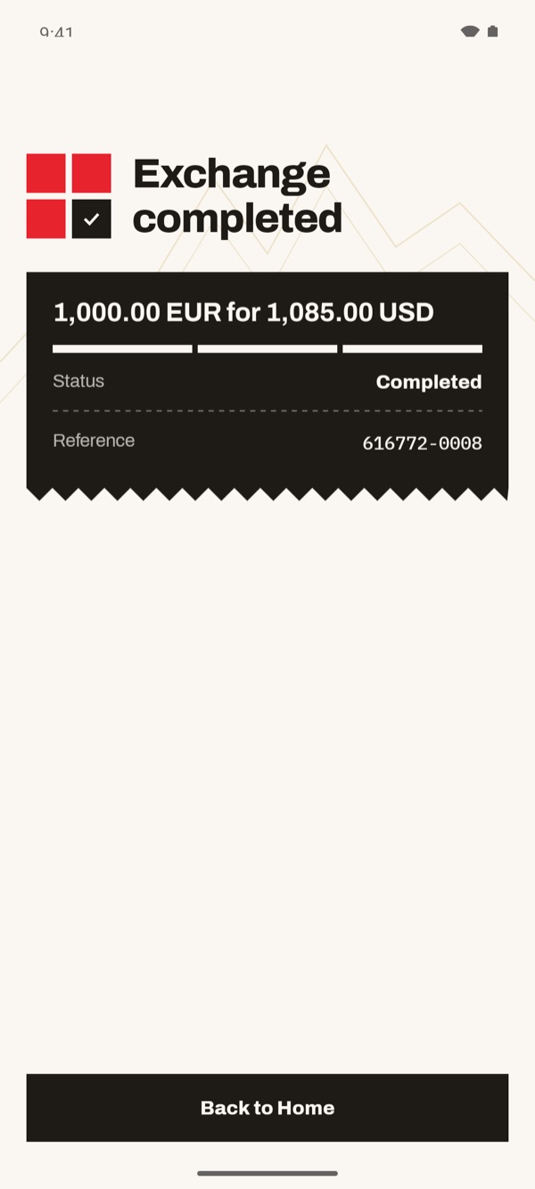 Screen of the iSwiss Pay app on Android