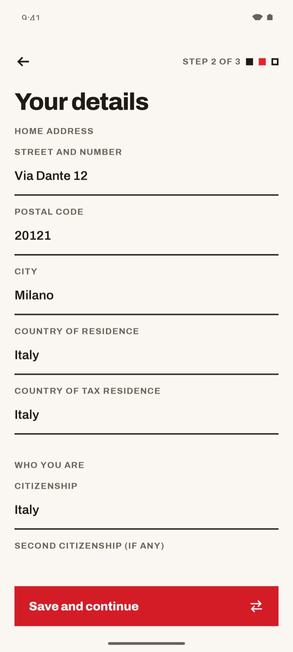 Screen of the iSwiss Pay app on Android