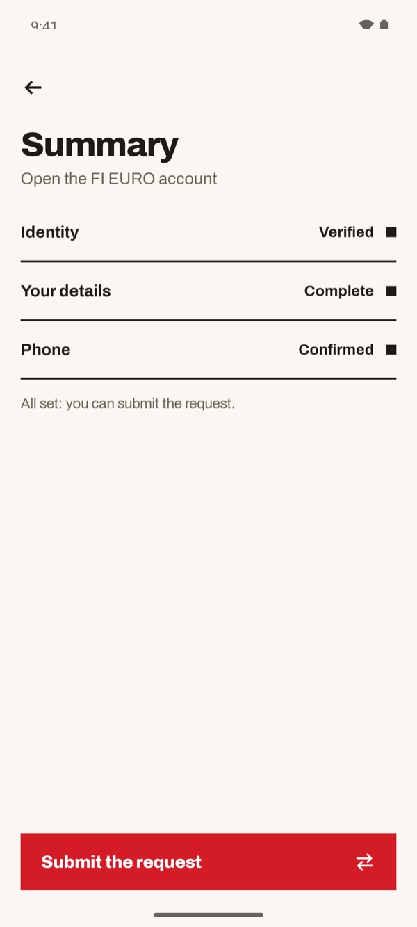 Screen of the iSwiss Pay app on Android