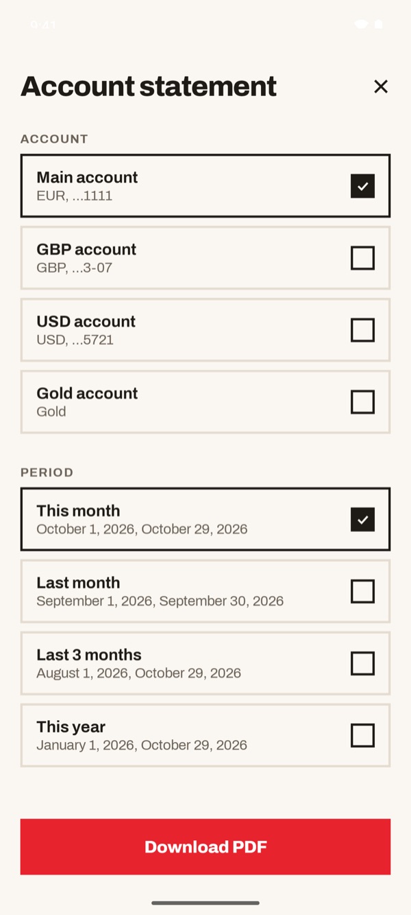 Screen of the iSwiss Pay app on Android