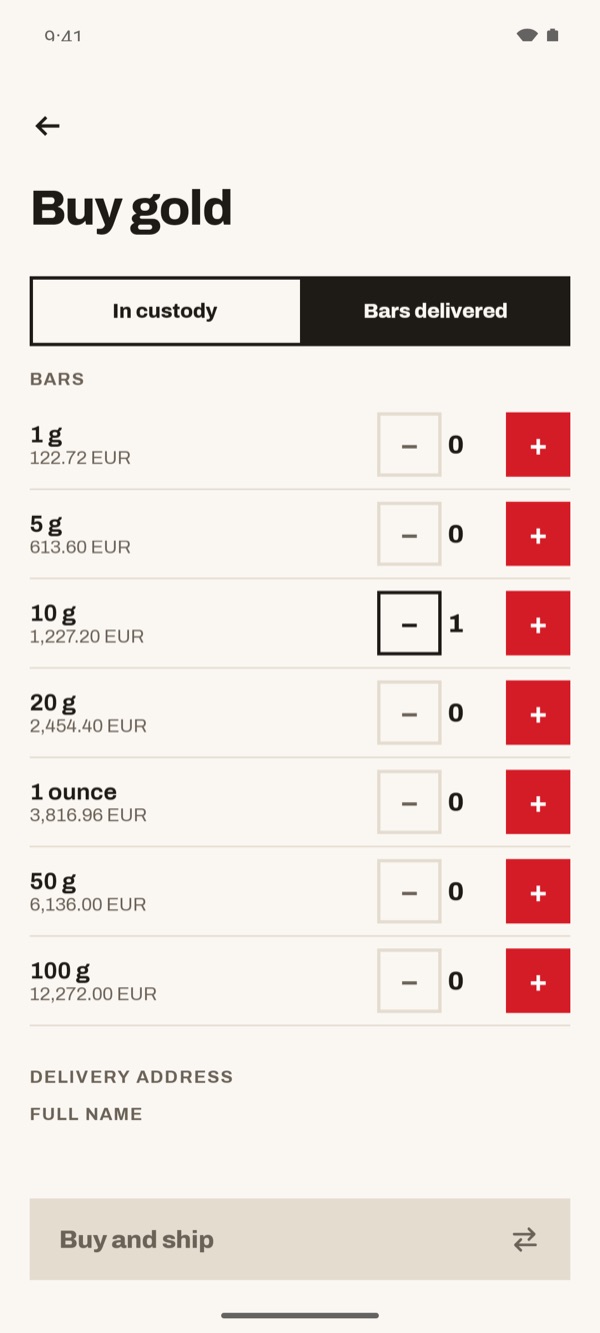 Screen of the iSwiss Pay app on Android