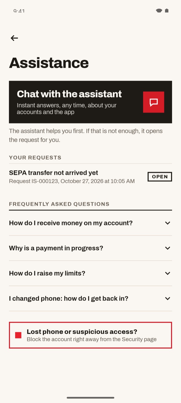 Screen of the iSwiss Pay app on Android