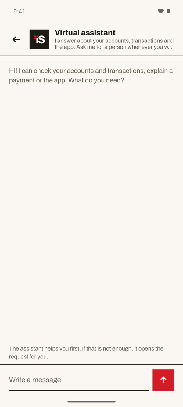 Screen of the iSwiss Pay app on Android