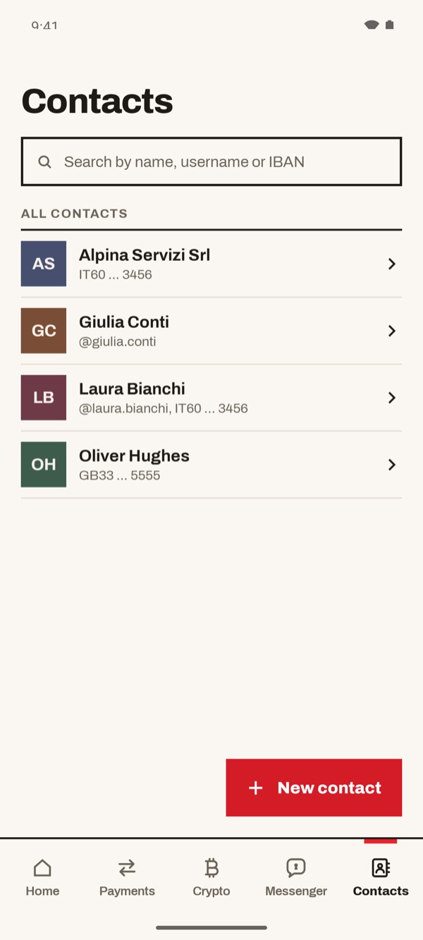 Screen of the iSwiss Pay app on Android