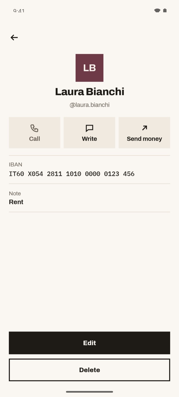 Screen of the iSwiss Pay app on Android
