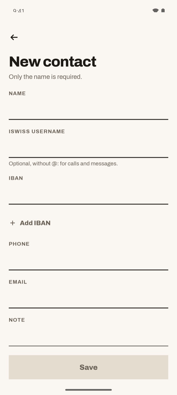 Screen of the iSwiss Pay app on Android