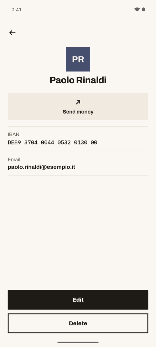 Screen of the iSwiss Pay app on Android