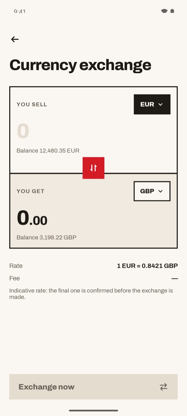 Screen of the iSwiss Pay app on Android