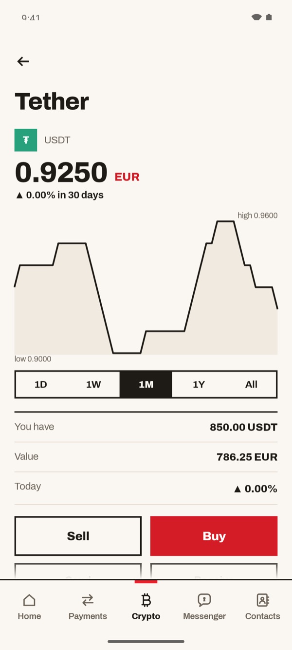 Screen of the iSwiss Pay app on Android