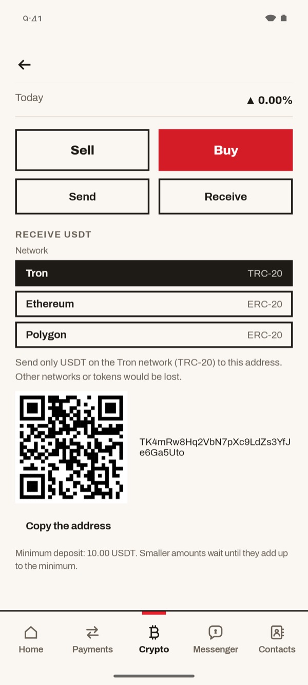 Screen of the iSwiss Pay app on Android