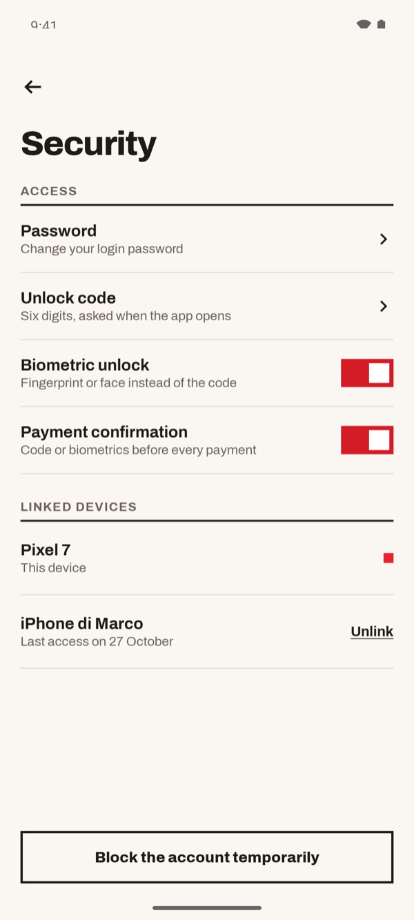 Screen of the iSwiss Pay app on Android