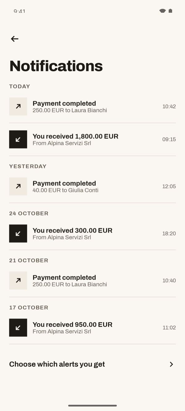 Screen of the iSwiss Pay app on Android