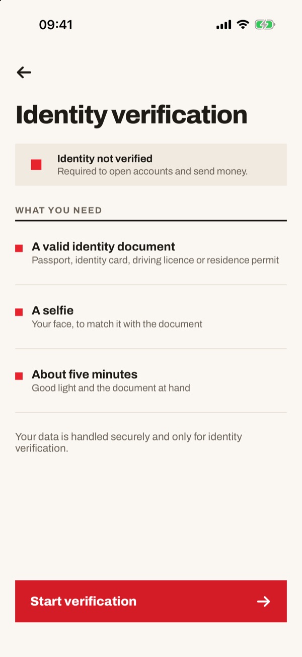 Screen of the iSwiss Pay app on iPhone