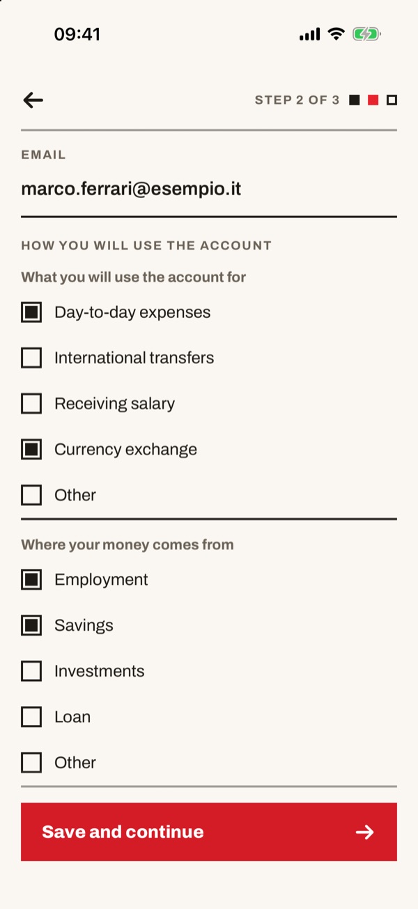 Screen of the iSwiss Pay app on iPhone