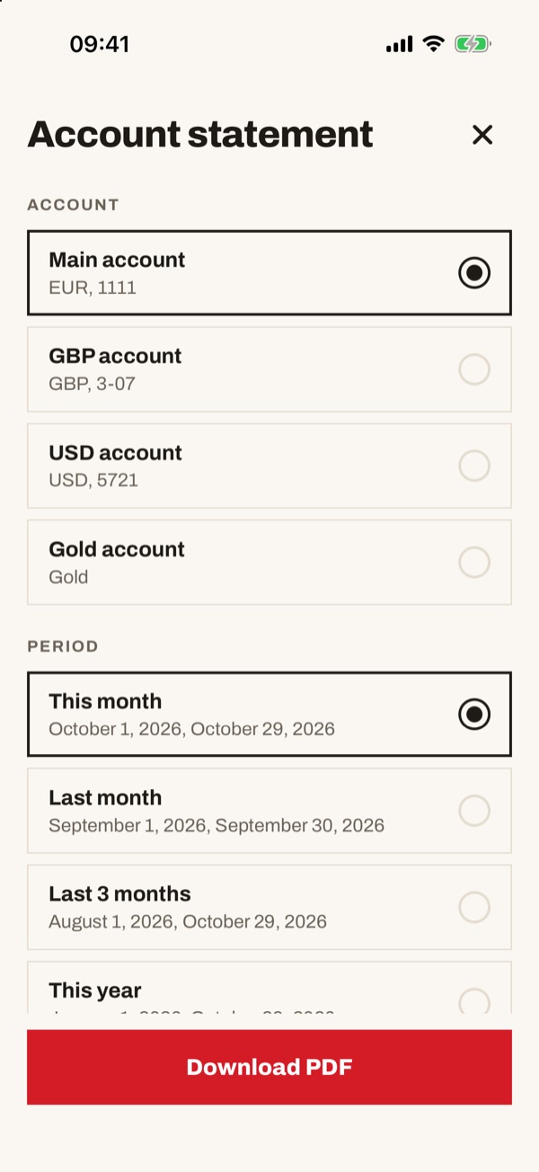 Screen of the iSwiss Pay app on iPhone
