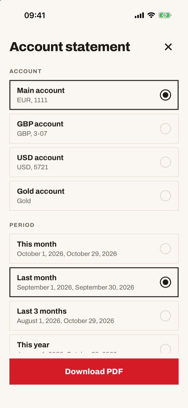 Screen of the iSwiss Pay app on iPhone