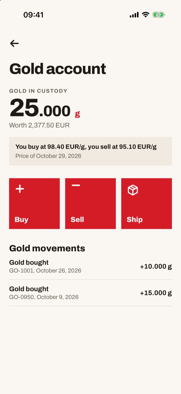Screen of the iSwiss Pay app on iPhone