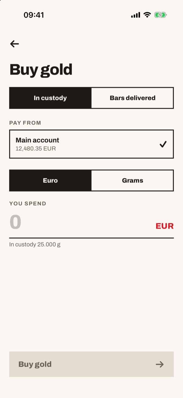 Screen of the iSwiss Pay app on iPhone