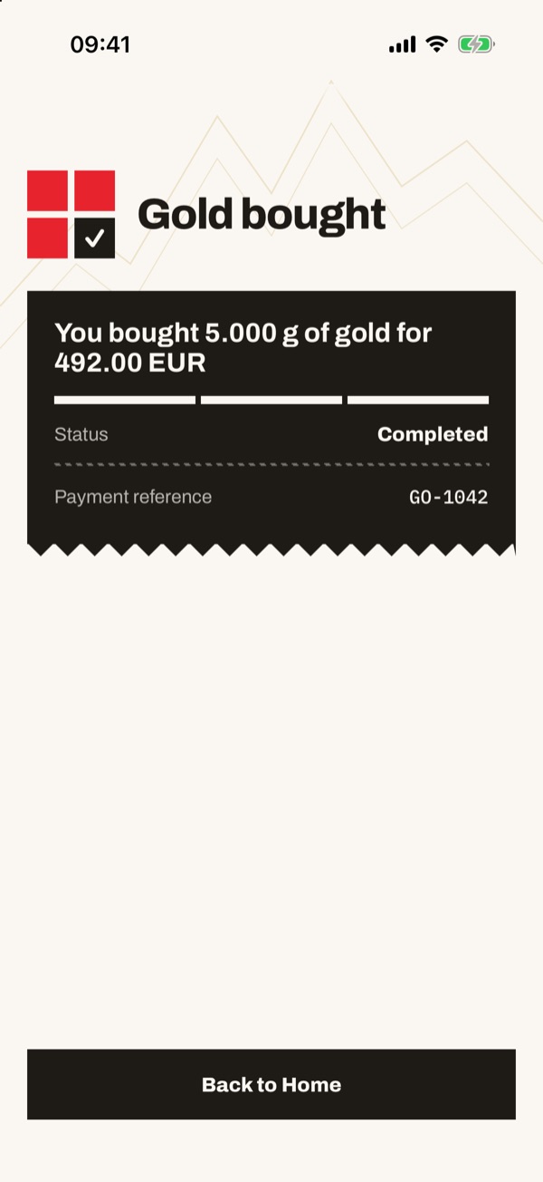Screen of the iSwiss Pay app on iPhone