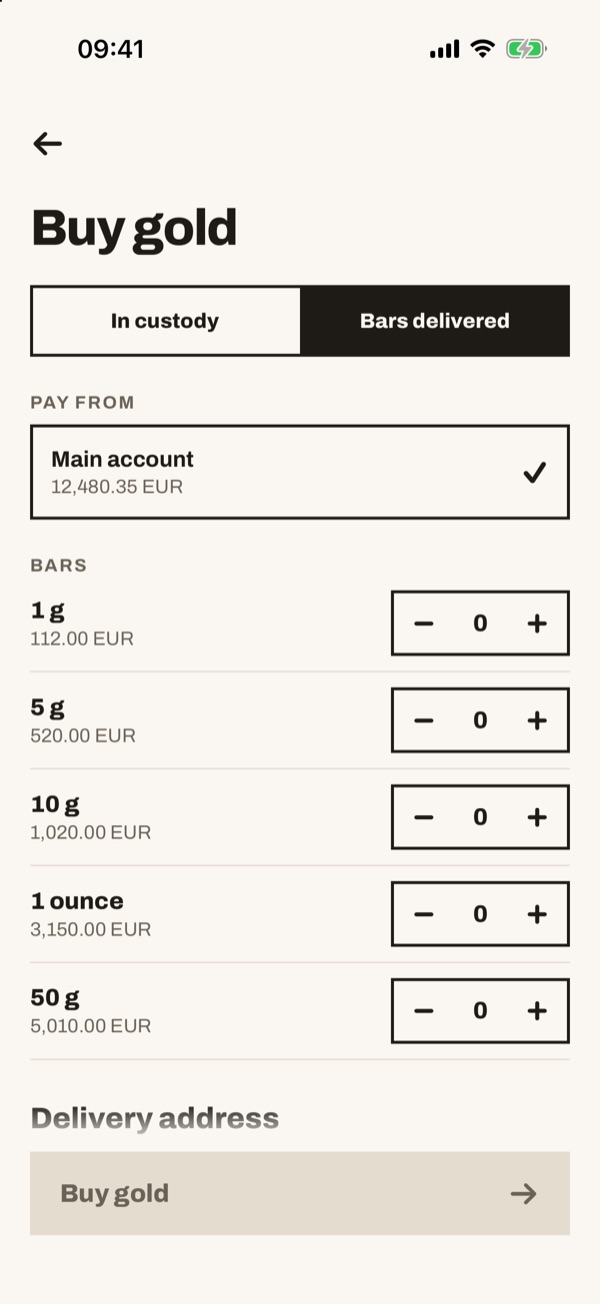 Screen of the iSwiss Pay app on iPhone