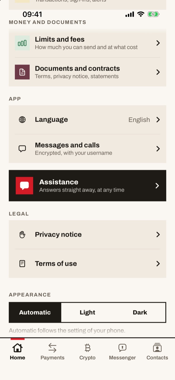 Screen of the iSwiss Pay app on iPhone
