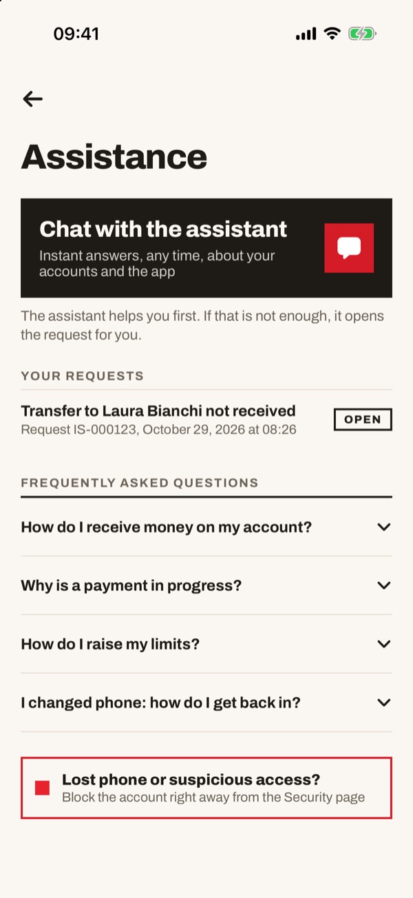 Screen of the iSwiss Pay app on iPhone