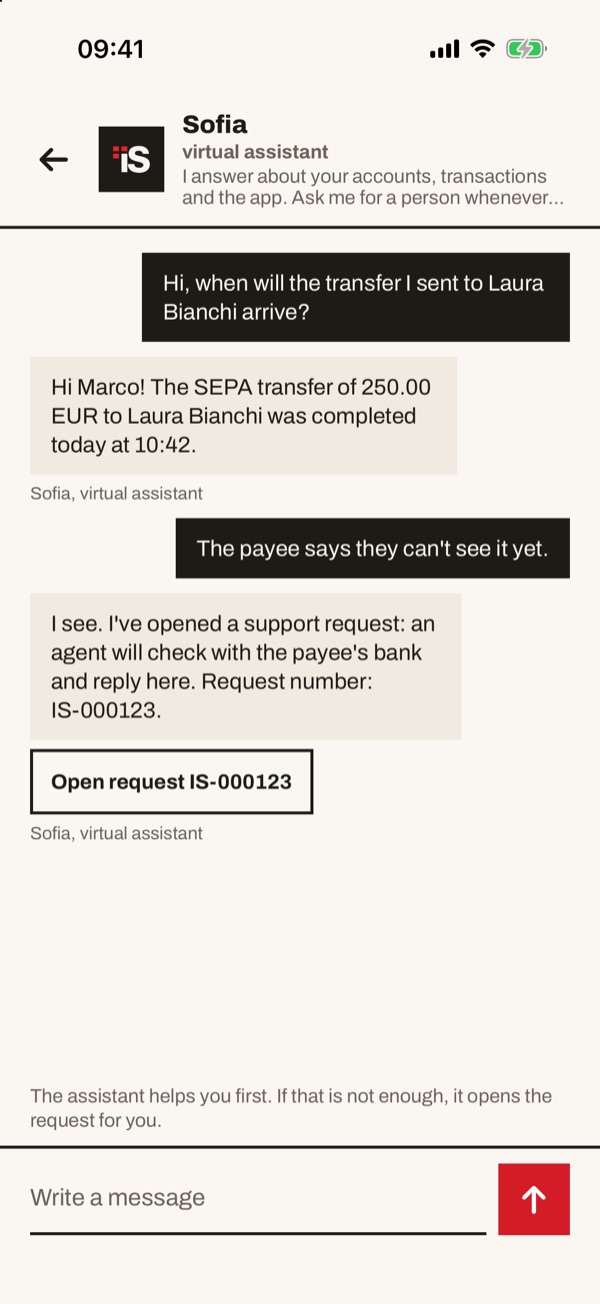 Screen of the iSwiss Pay app on iPhone