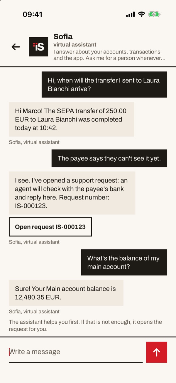 Screen of the iSwiss Pay app on iPhone