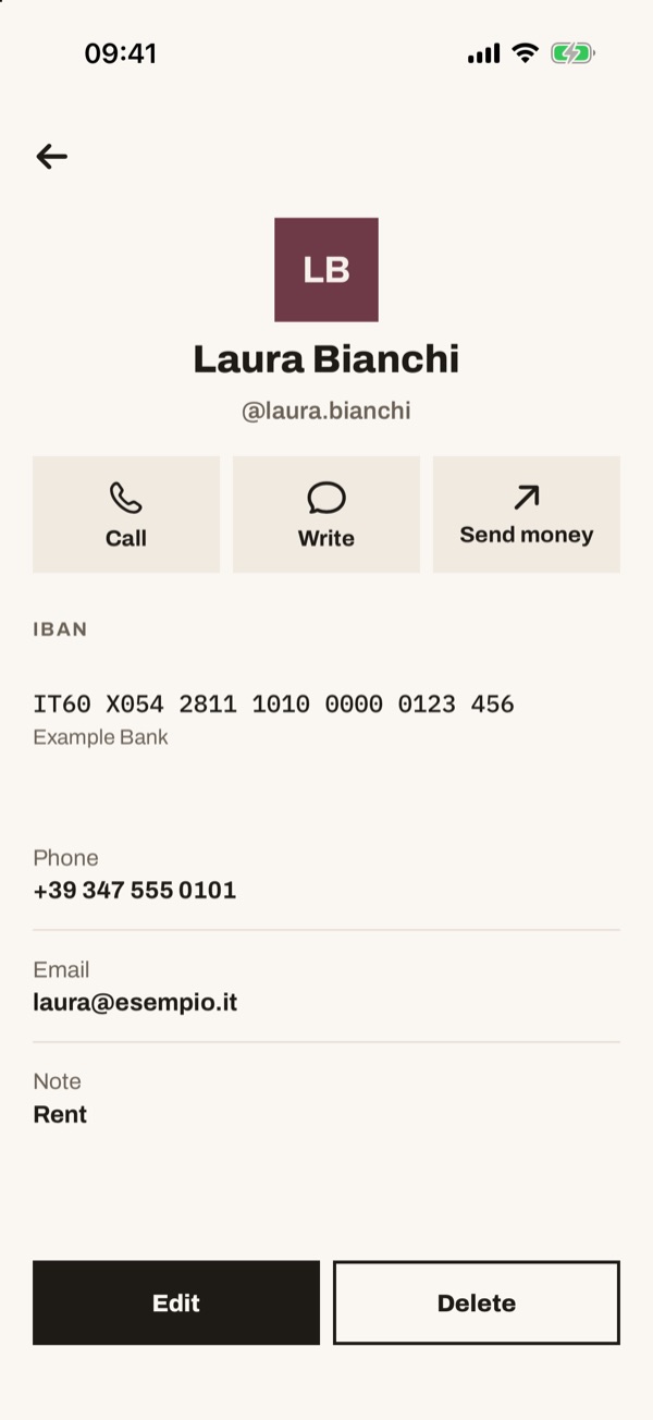 Screen of the iSwiss Pay app on iPhone