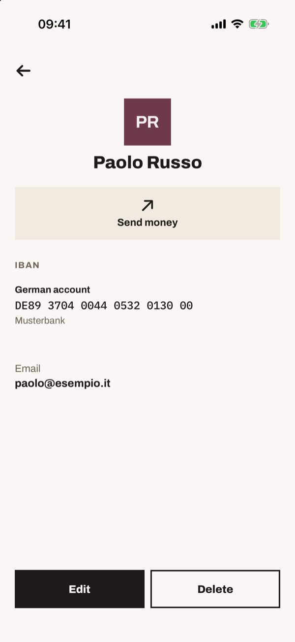 Screen of the iSwiss Pay app on iPhone