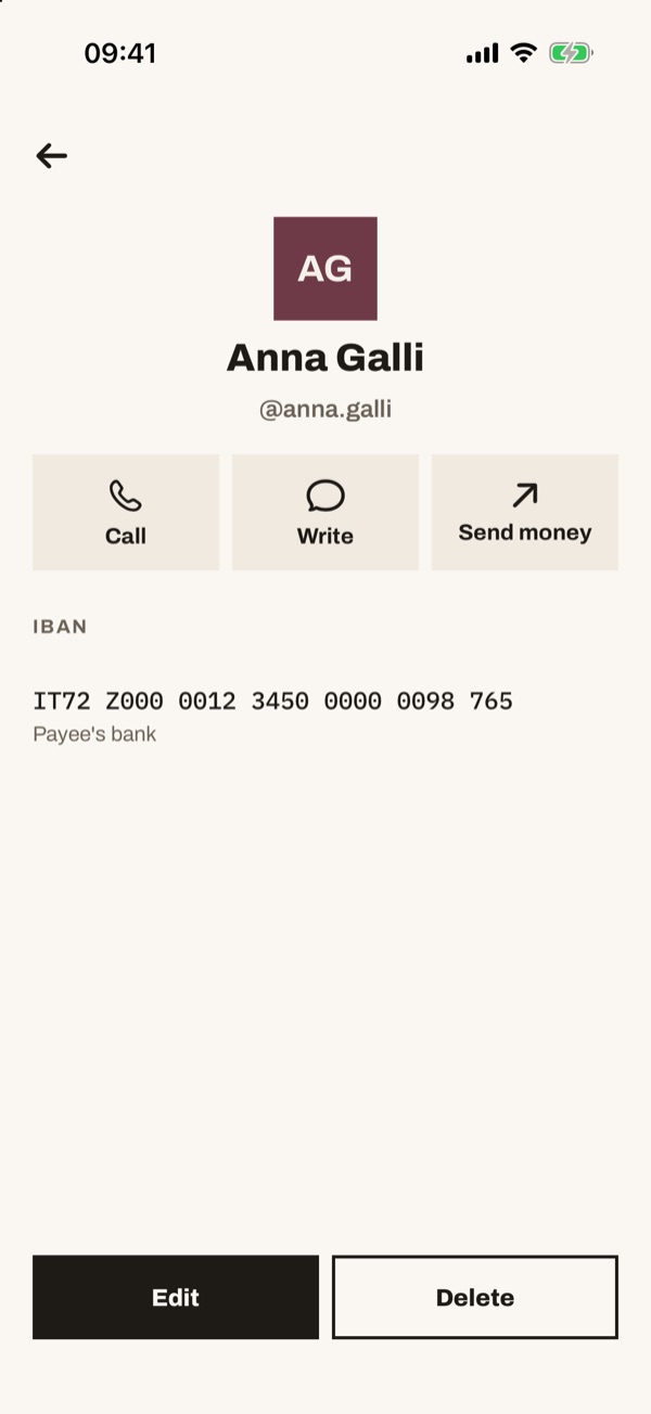Screen of the iSwiss Pay app on iPhone