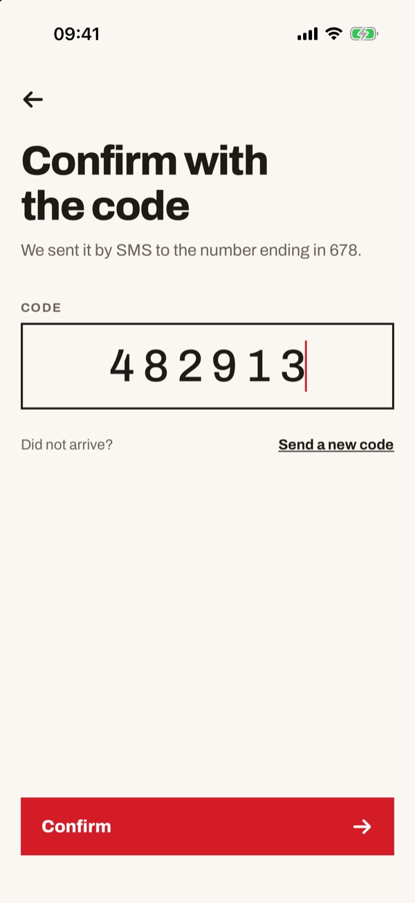 Screen of the iSwiss Pay app on iPhone