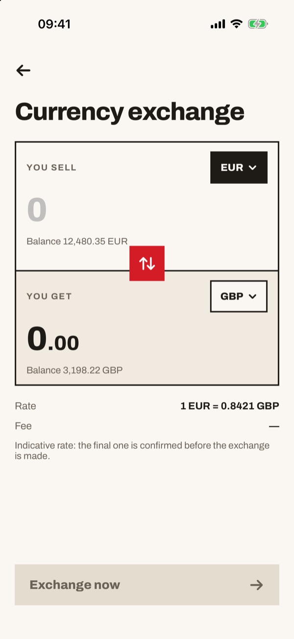Screen of the iSwiss Pay app on iPhone