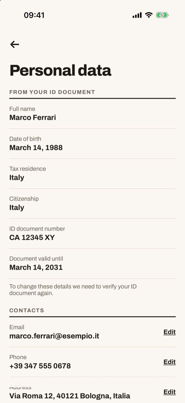 Screen of the iSwiss Pay app on iPhone