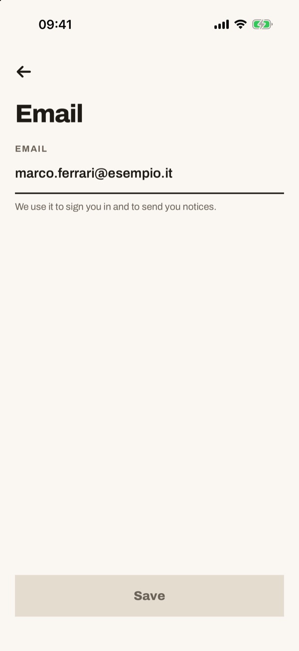 Screen of the iSwiss Pay app on iPhone