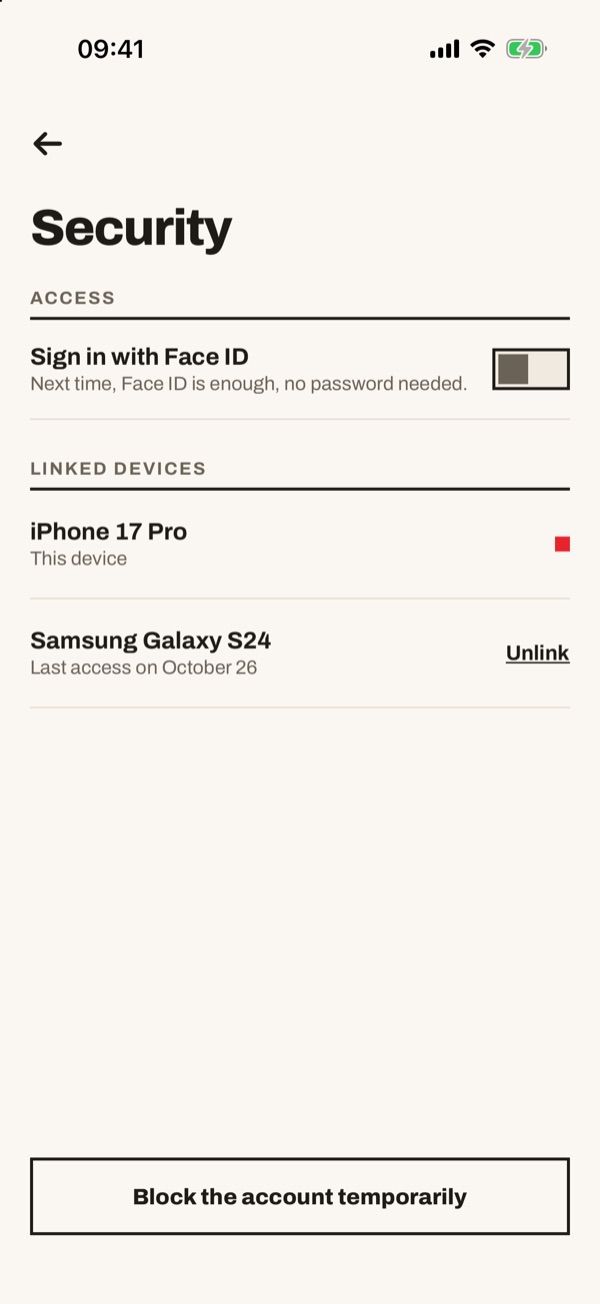 Screen of the iSwiss Pay app on iPhone