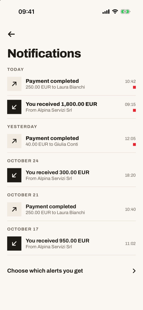 Screen of the iSwiss Pay app on iPhone