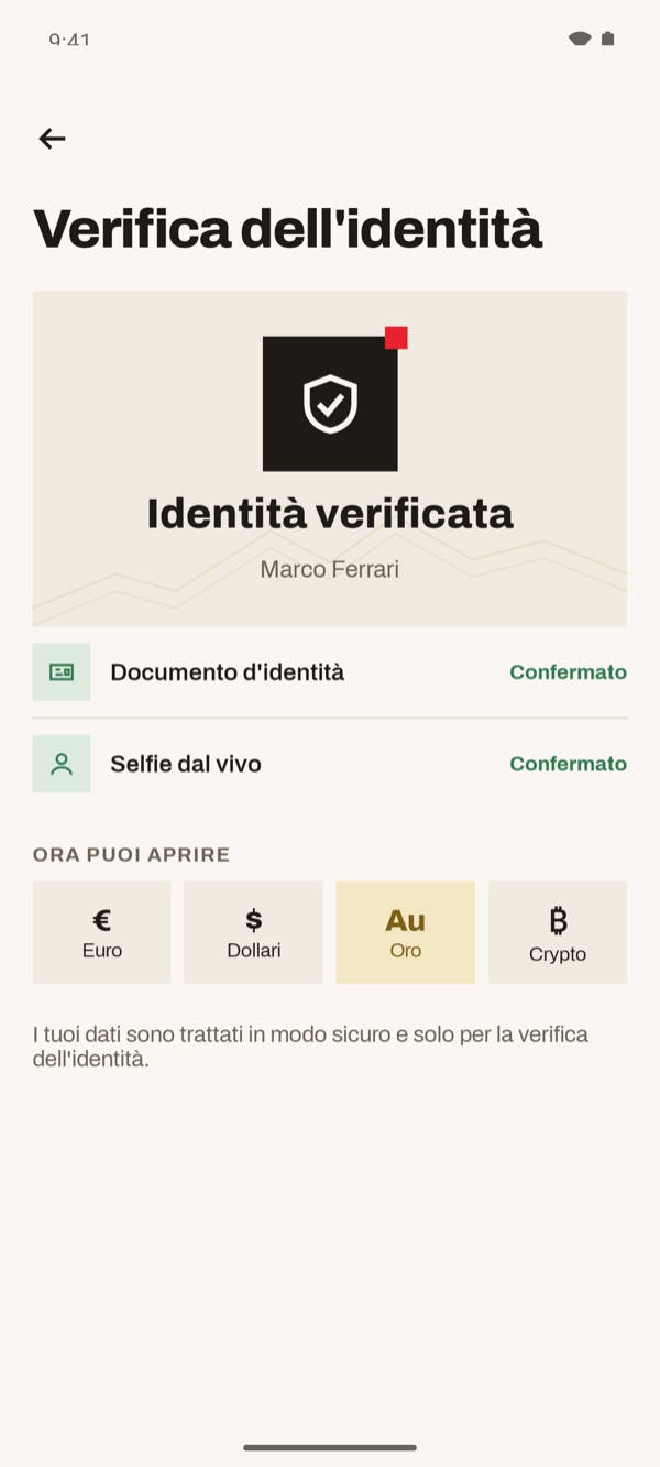 Schermata dell'app iSwiss Pay su Android
