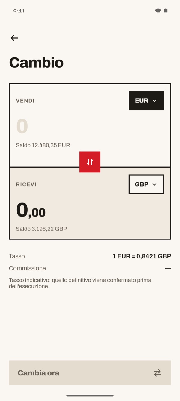 Schermata dell'app iSwiss Pay su Android