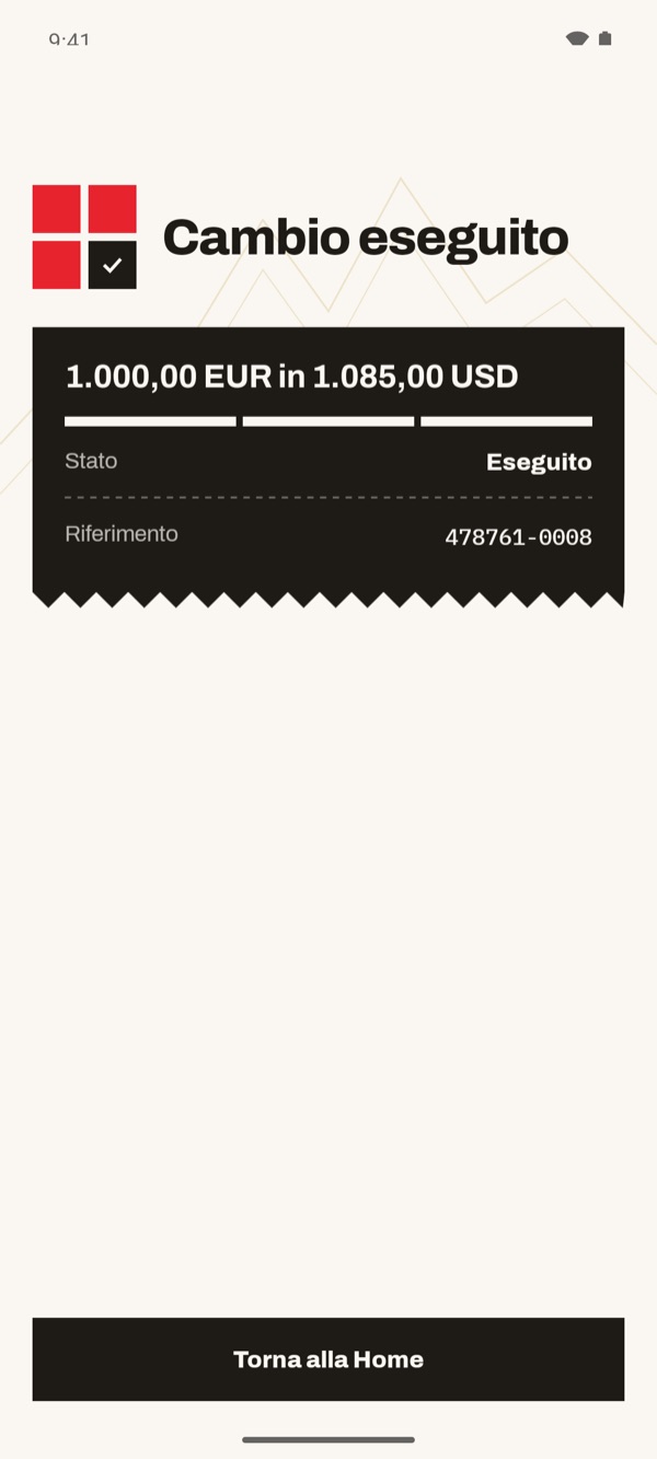 Schermata dell'app iSwiss Pay su Android