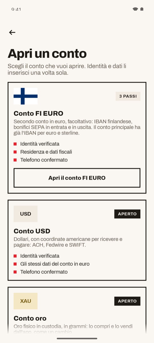 Schermata dell'app iSwiss Pay su Android