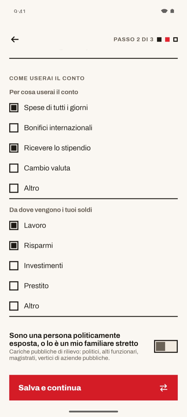 Schermata dell'app iSwiss Pay su Android