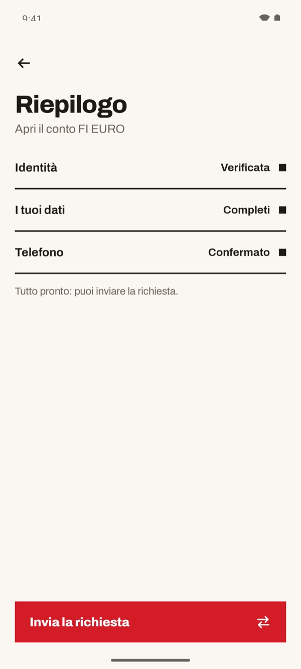 Schermata dell'app iSwiss Pay su Android