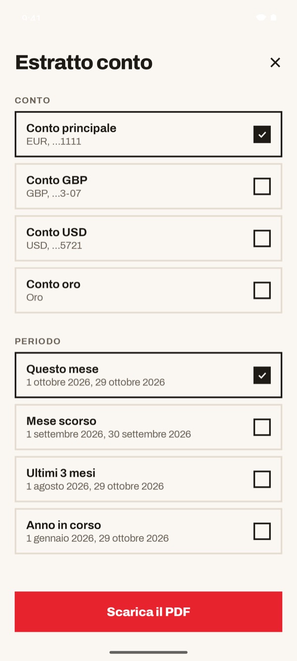 Schermata dell'app iSwiss Pay su Android