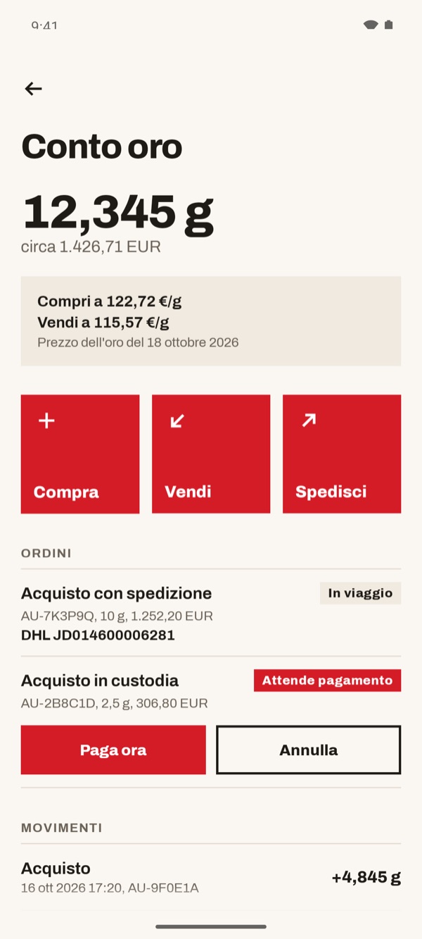 Schermata dell'app iSwiss Pay su Android