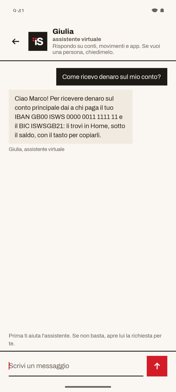Schermata dell'app iSwiss Pay su Android