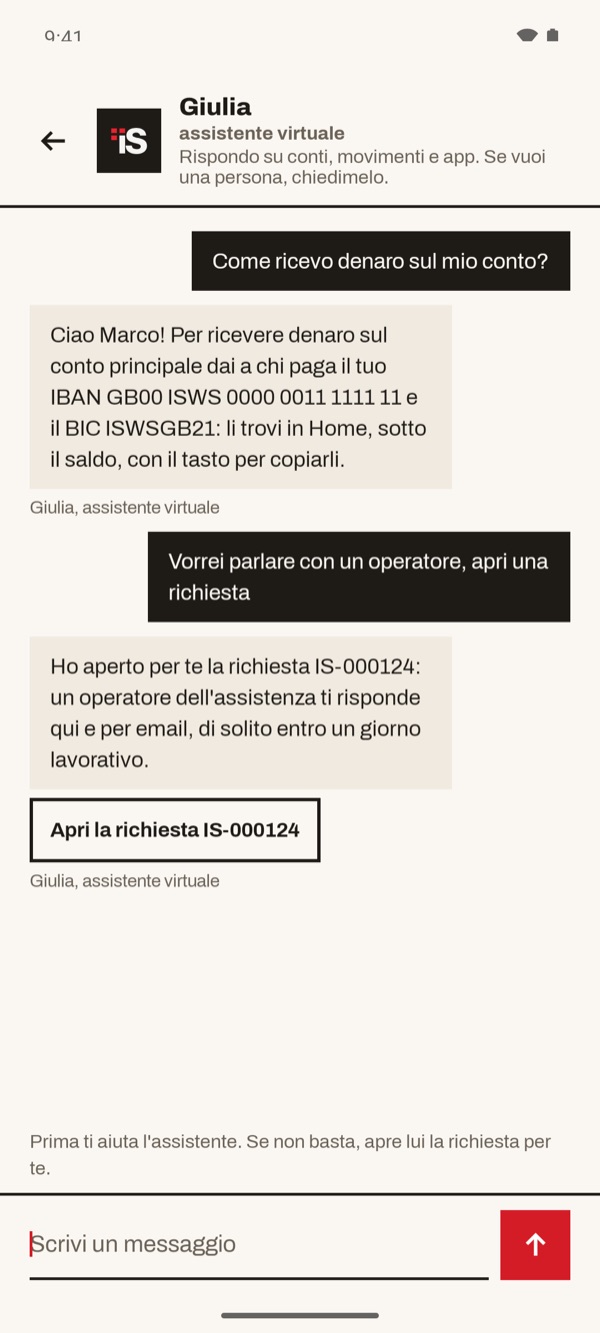 Schermata dell'app iSwiss Pay su Android